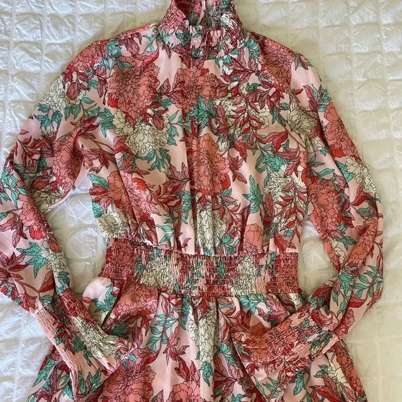 Nanette Lepore floral smocked high Lo midi dress - Picture 4 of 11